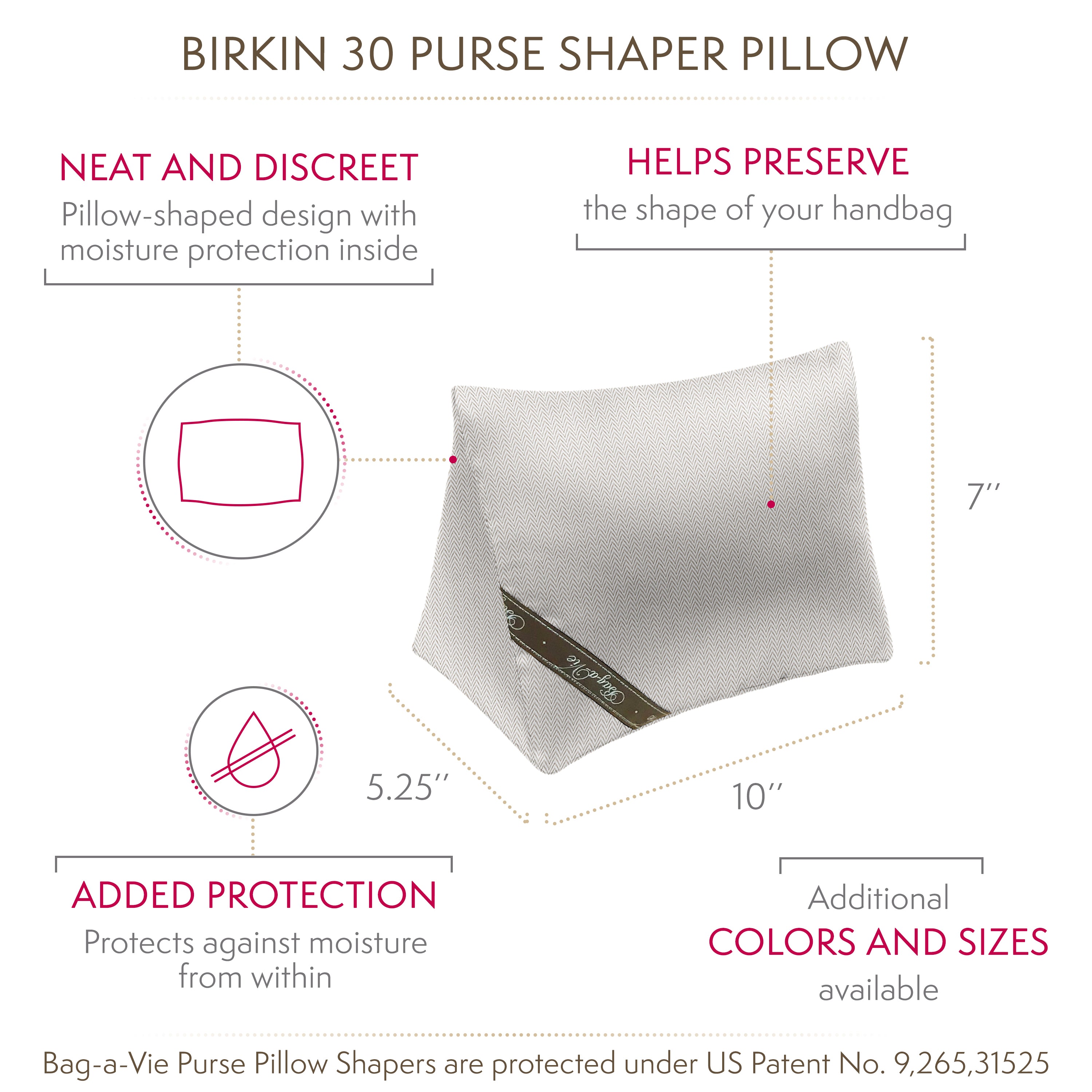 Custom Birkin 30 Handbag Storage Pillow Shaper-HERRINGBONE