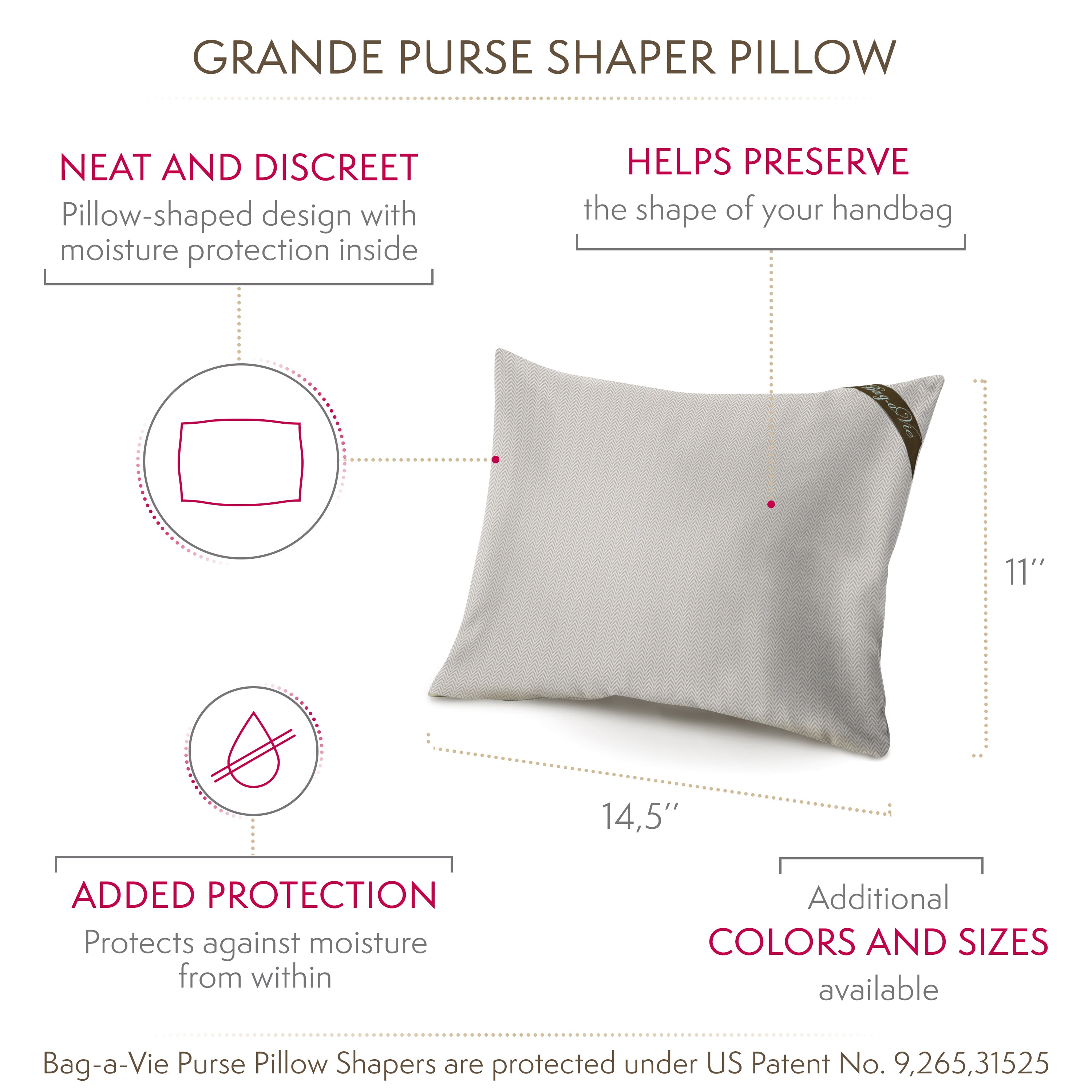Classic Grande Handbag Storage Pillow Shaper - HERRINGBONE