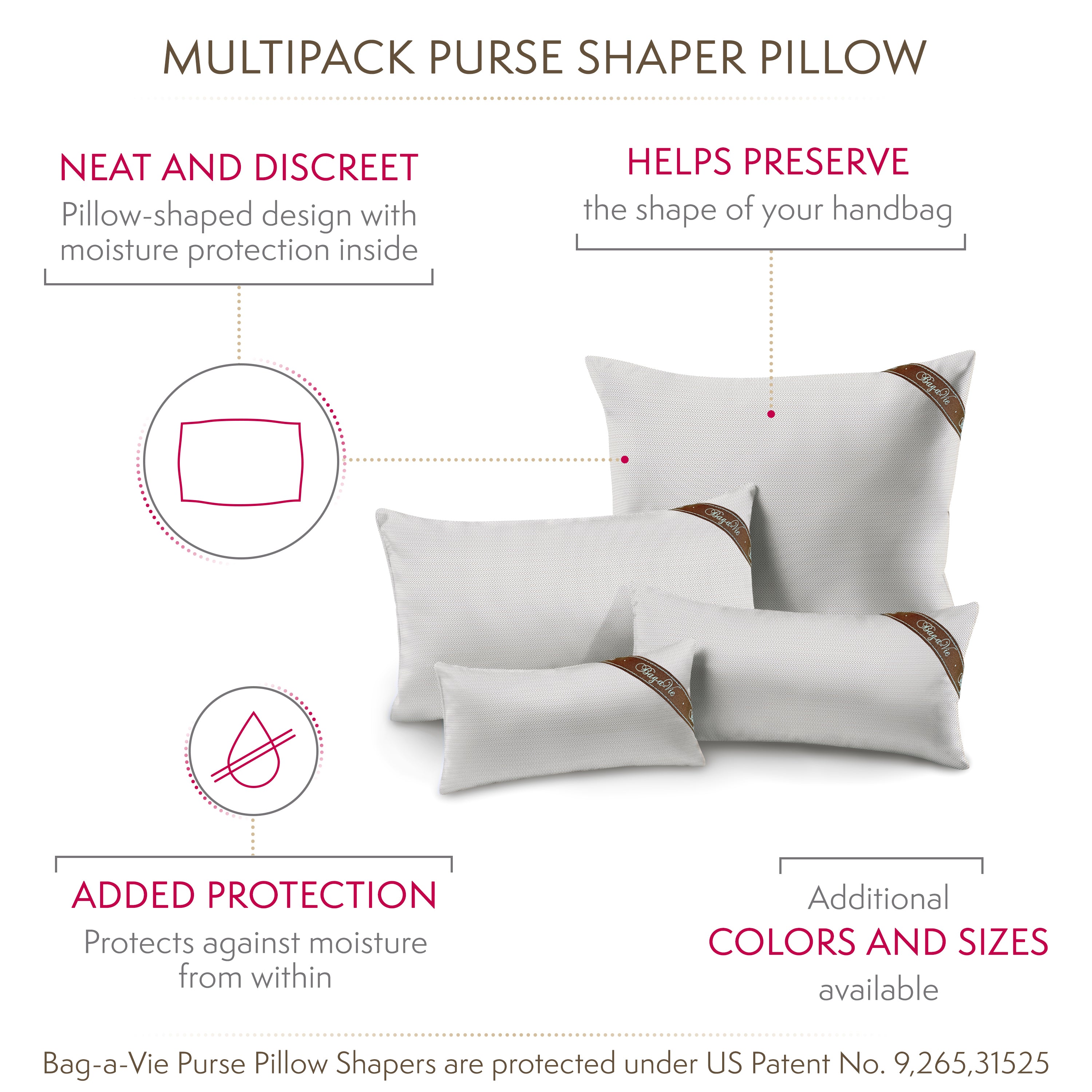 Classic 4 Pack Handbag Storage Pillow Shapers - HERRINGBONE