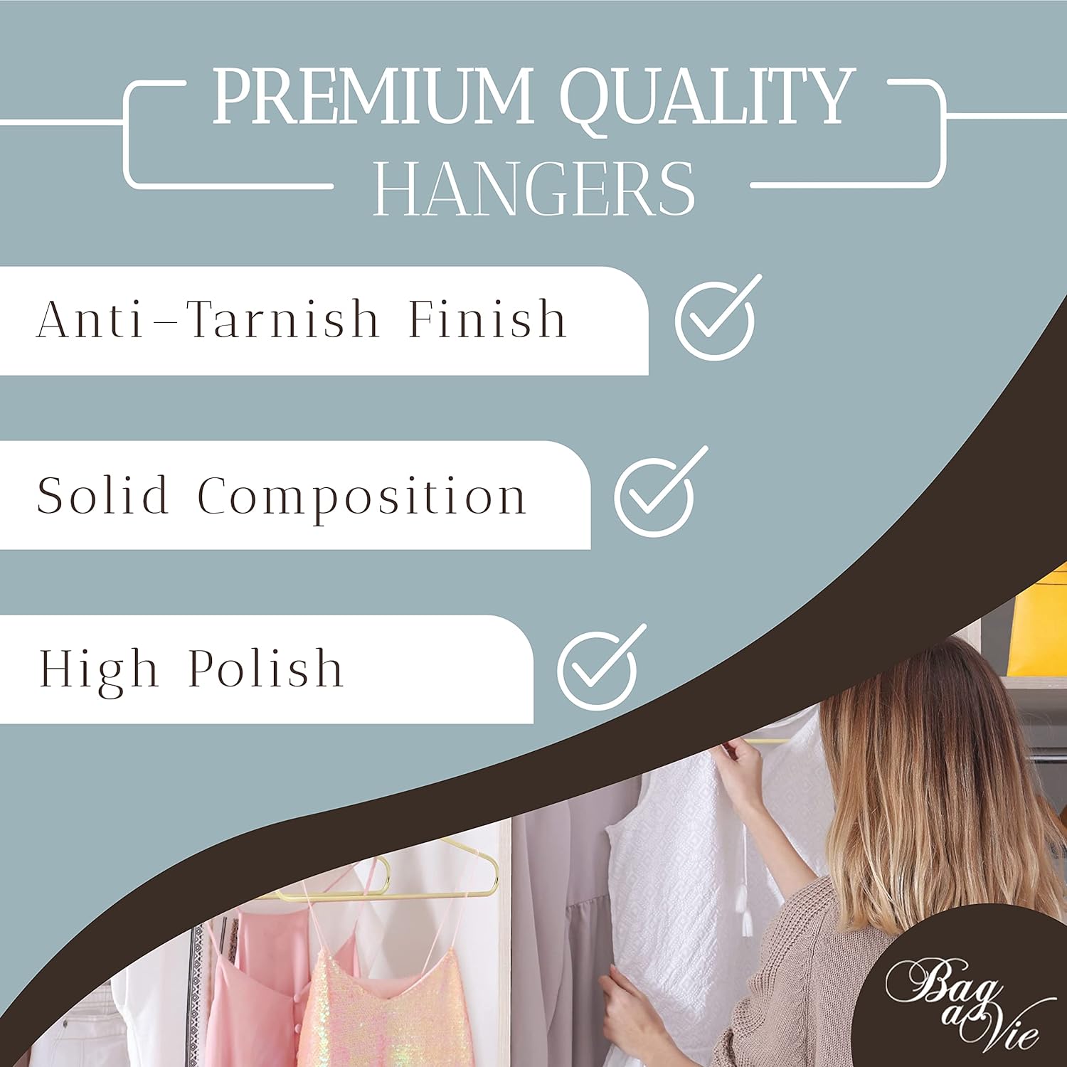 Premium Gold Metal Hangers – 6 Pack