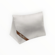 Bag-a-Vie herringbone purse shaper pillow for Hermes Birkin 30 in light grey fabric with branded ribbon detail