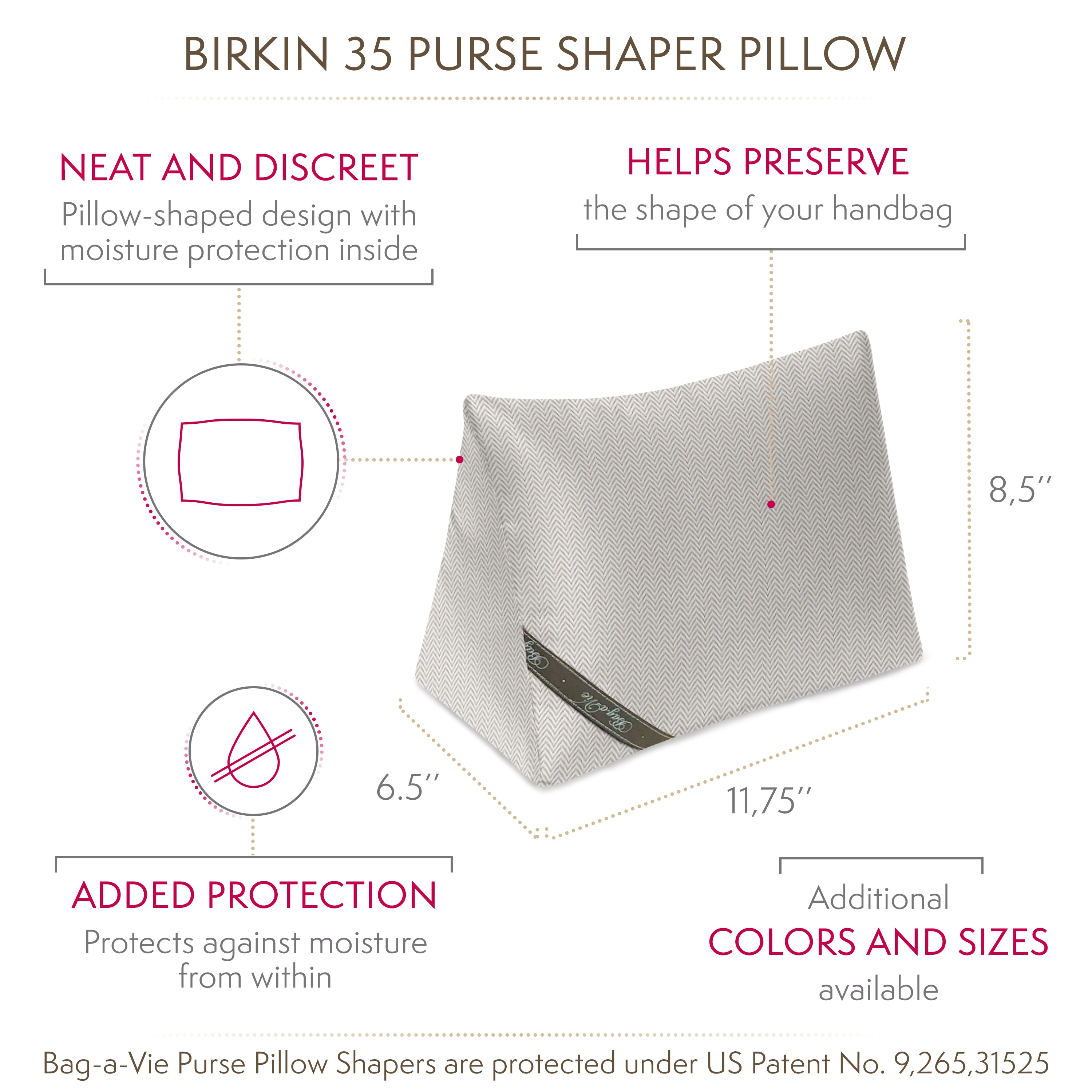 Custom Birkin 35 Handbag Storage Pillow Shaper - HERRINGBONE