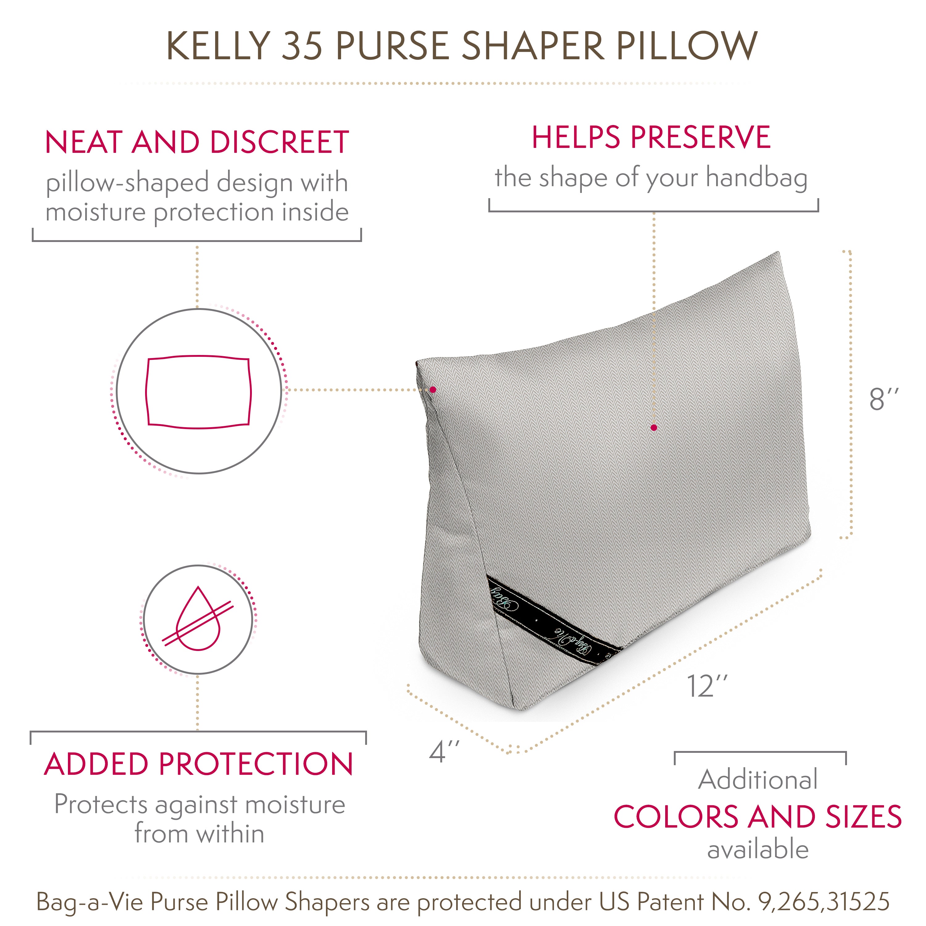 Classic Kelly 35 Handbag Storage Pillow Shapers 2 Pack