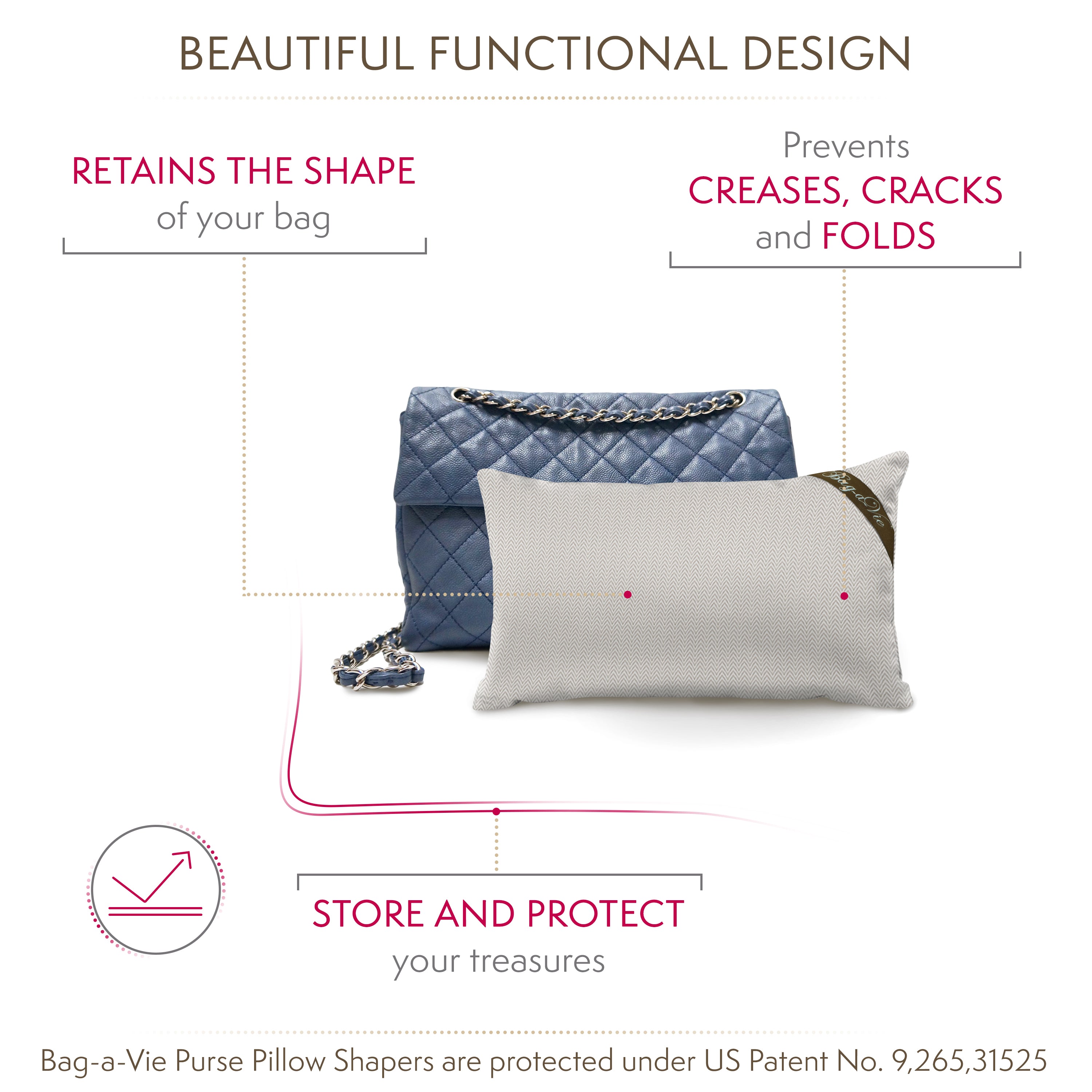 Classic Medi Handbag Storage Pillow Shaper - HERRINGBONE