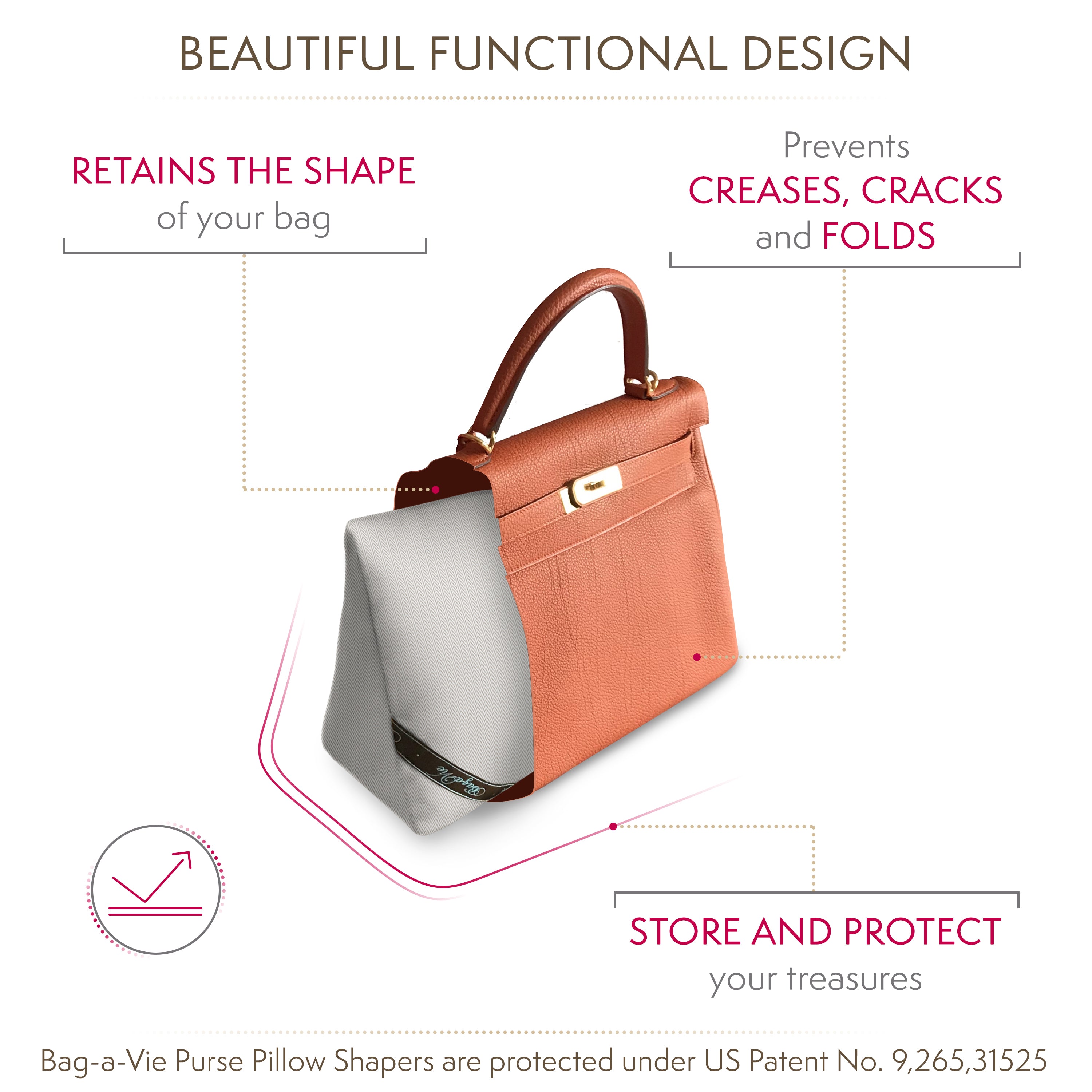 Classic Kelly 35 Handbag Storage Pillow Shapers 2 Pack