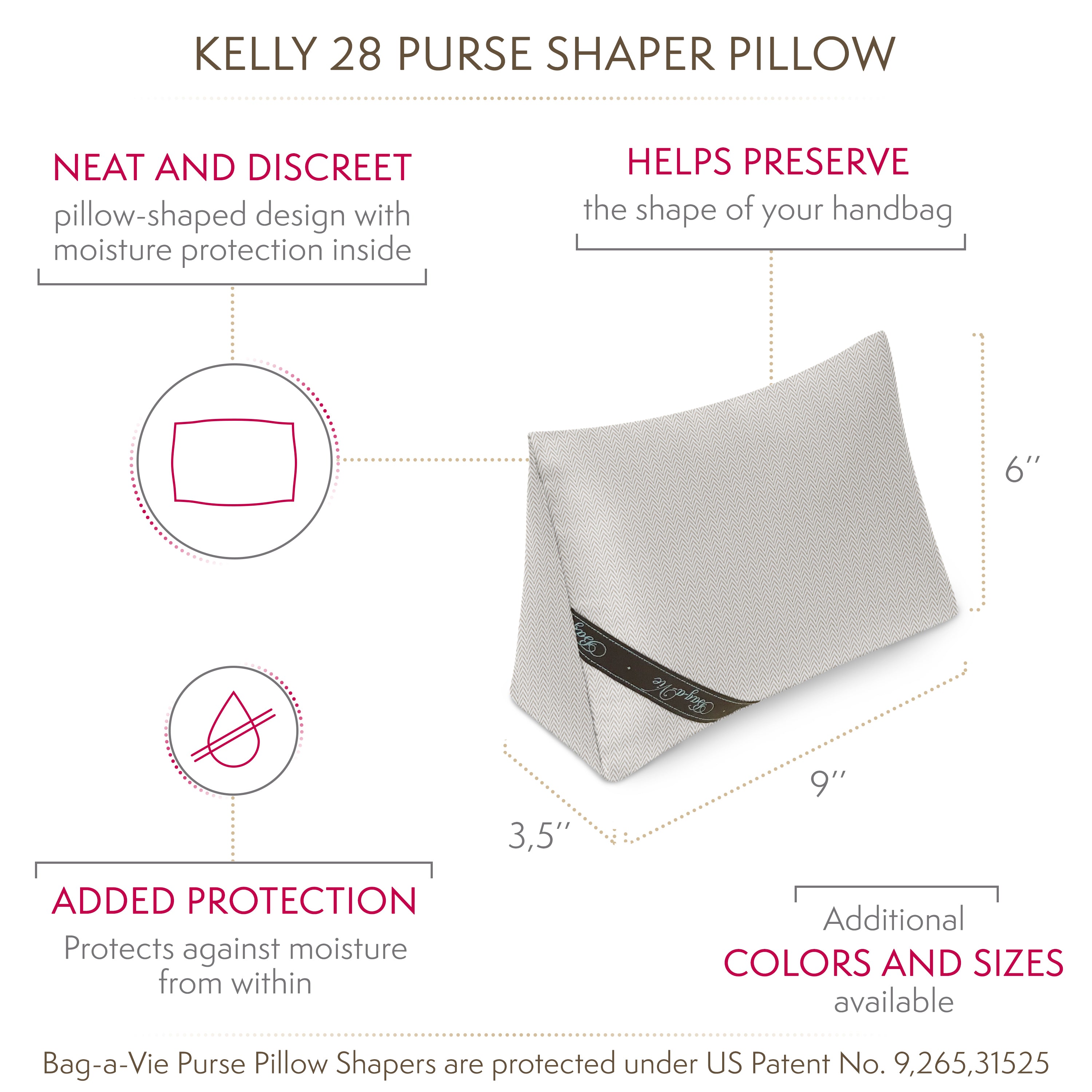 Custom Kelly 28 Handbag Storage Pillow Shaper - HERRINGBONE