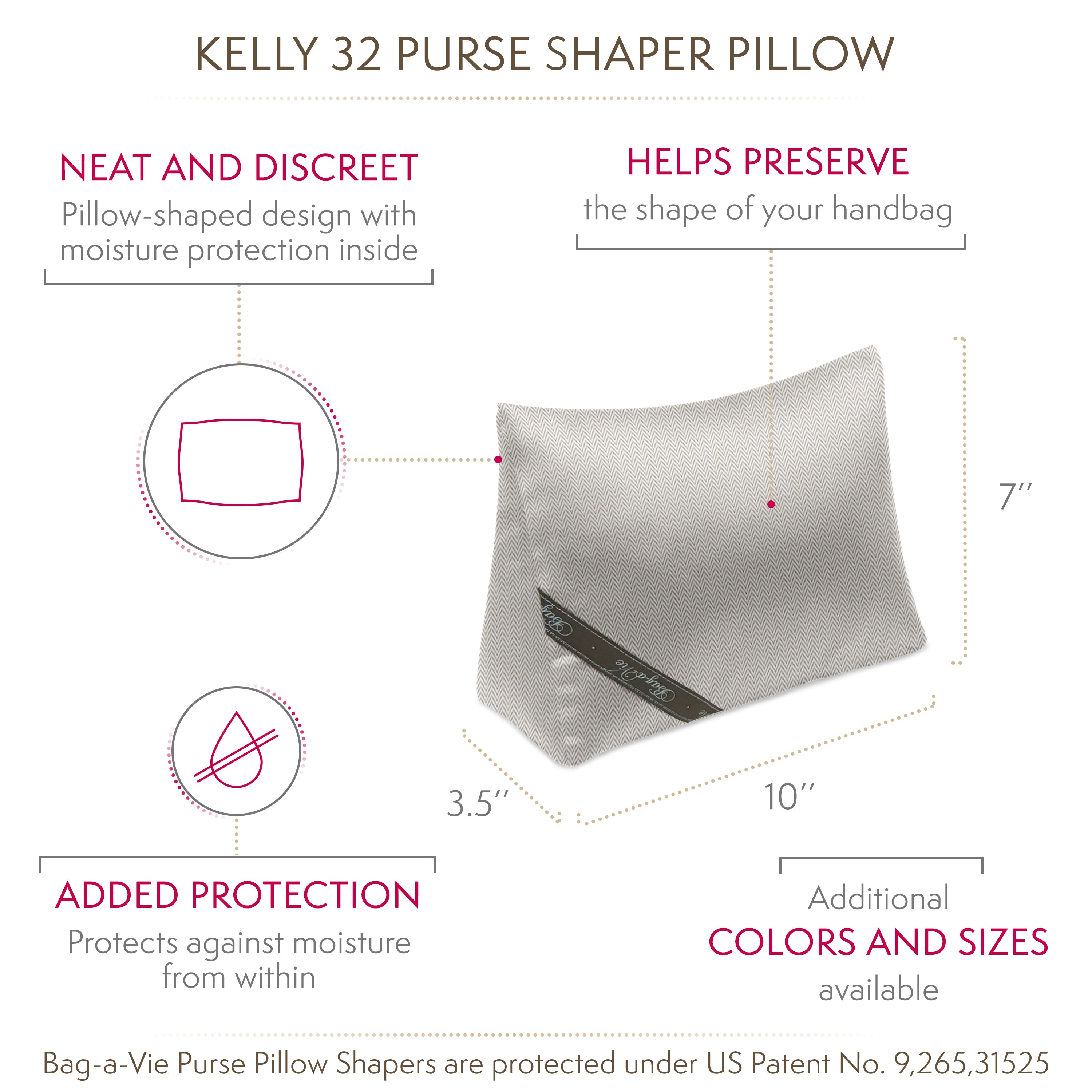 Custom Kelly 32 Handbag Storage Pillow Shaper - HERRINGBONE