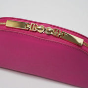 Deluxe Pink Saffiano Leather Cosmetic Make-up Bag