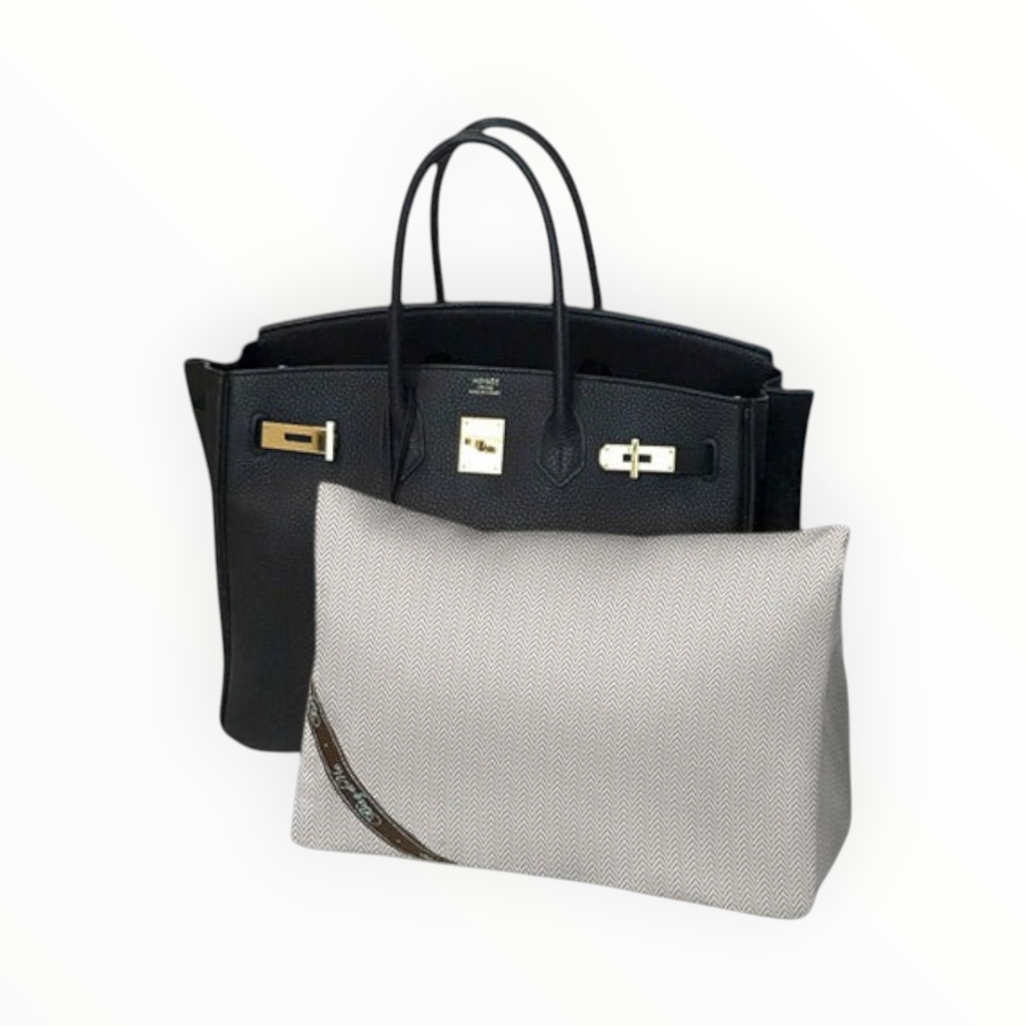 Bag-a-Vie herringbone purse shaper pillow for Hermes Birkin 30 handbag storage and shape preservation