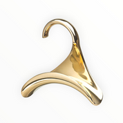 Bag-a-Vie gold metal handbag hanger with a sculpted, elegant design to protect purse handle shapes.