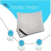 Bag-a-Vie grey fabric purse shaper pillow for tote bags to prevent creasing and maintain handbag shape