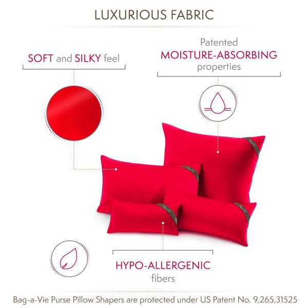 Bag-a-Vie classic 4 pack red handbag storage pillow shapers with moisture-absorbing and hypoallergenic fabric features