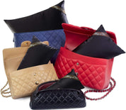 Bag-a-Vie Classic 4 Pack handbag storage pillow shapers in various sizes inside quilted luxury purses