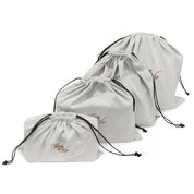 Bag-a-Vie set of four natural herringbone canvas drawstring dust bags for handbag storage in various sizes