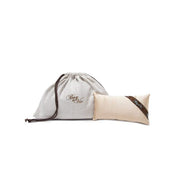 Bag-a-Vie natural herringbone canvas dustbag with a matching beige purse pillow handbag shaper for luxury storage