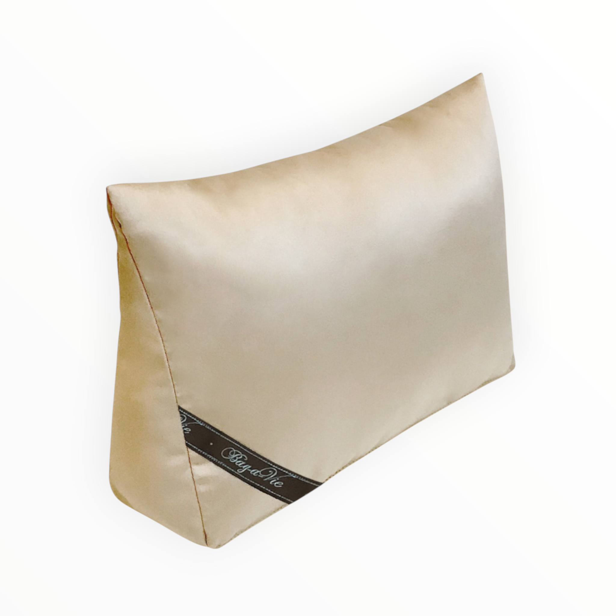 Bag-a-Vie purse shaper pillow for Hermes Kelly 28 in champagne satin with moisture-absorbing properties