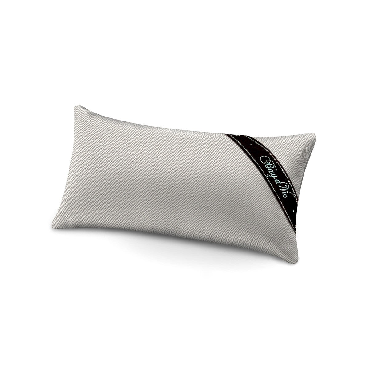 Bag-a-Vie classic mini handbag storage pillow shaper in a grey herringbone fabric with a black branded ribbon.