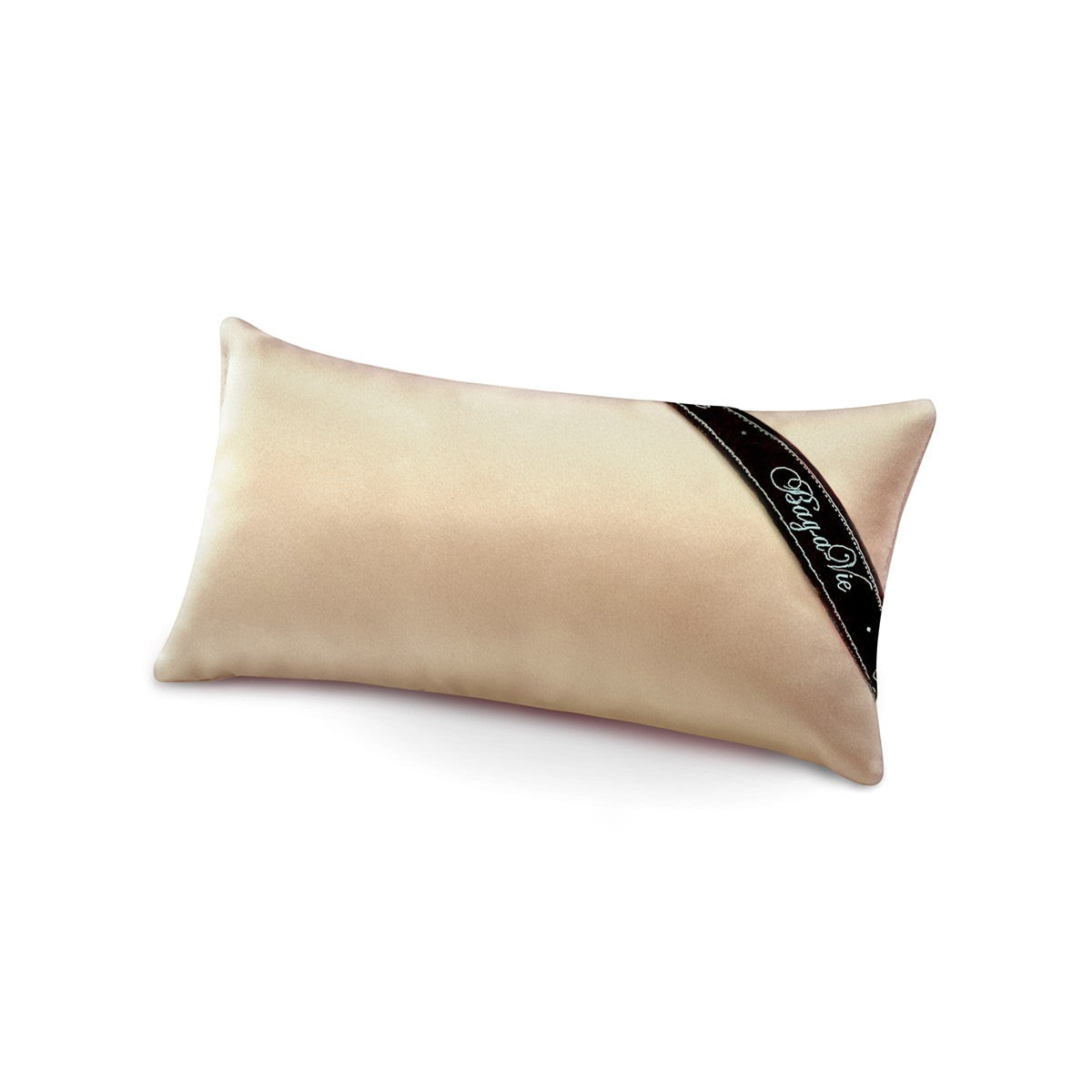 Bag-a-Vie classic mini handbag storage pillow shaper in champagne satin with a branded black ribbon trim
