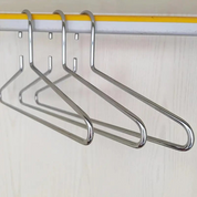 Bag-a-Vie premium silver metal hangers with a high-polish finish and unique open-side design for easy draping.