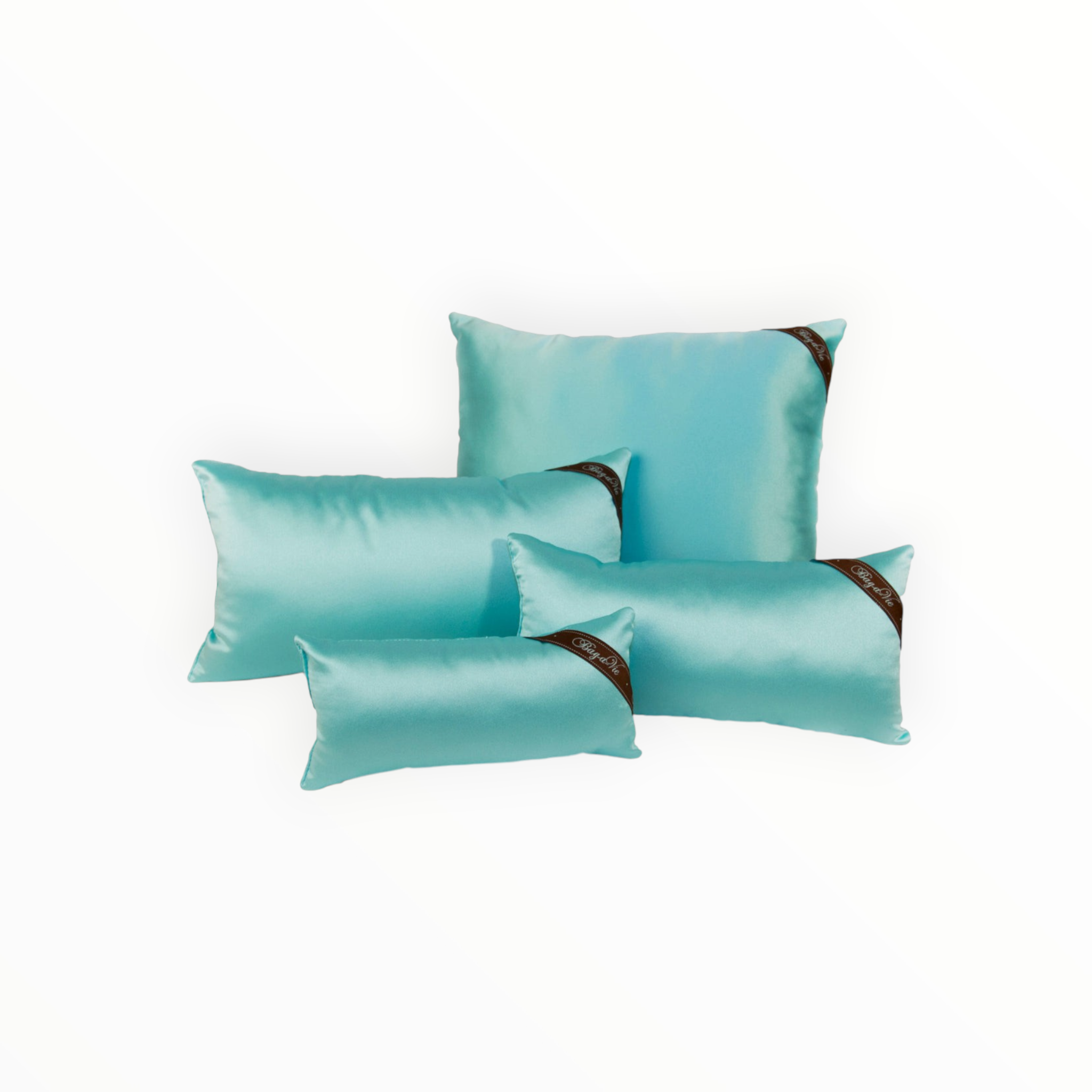 Bag-a-Vie classic 4 pack turquoise handbag storage pillow shapers in various sizes with brown branded trim