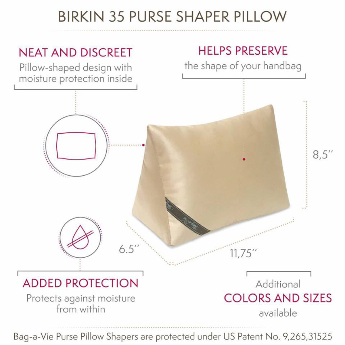Custom Birkin 30 Handbag Storage Pillow Shaper (Select Color: Black)