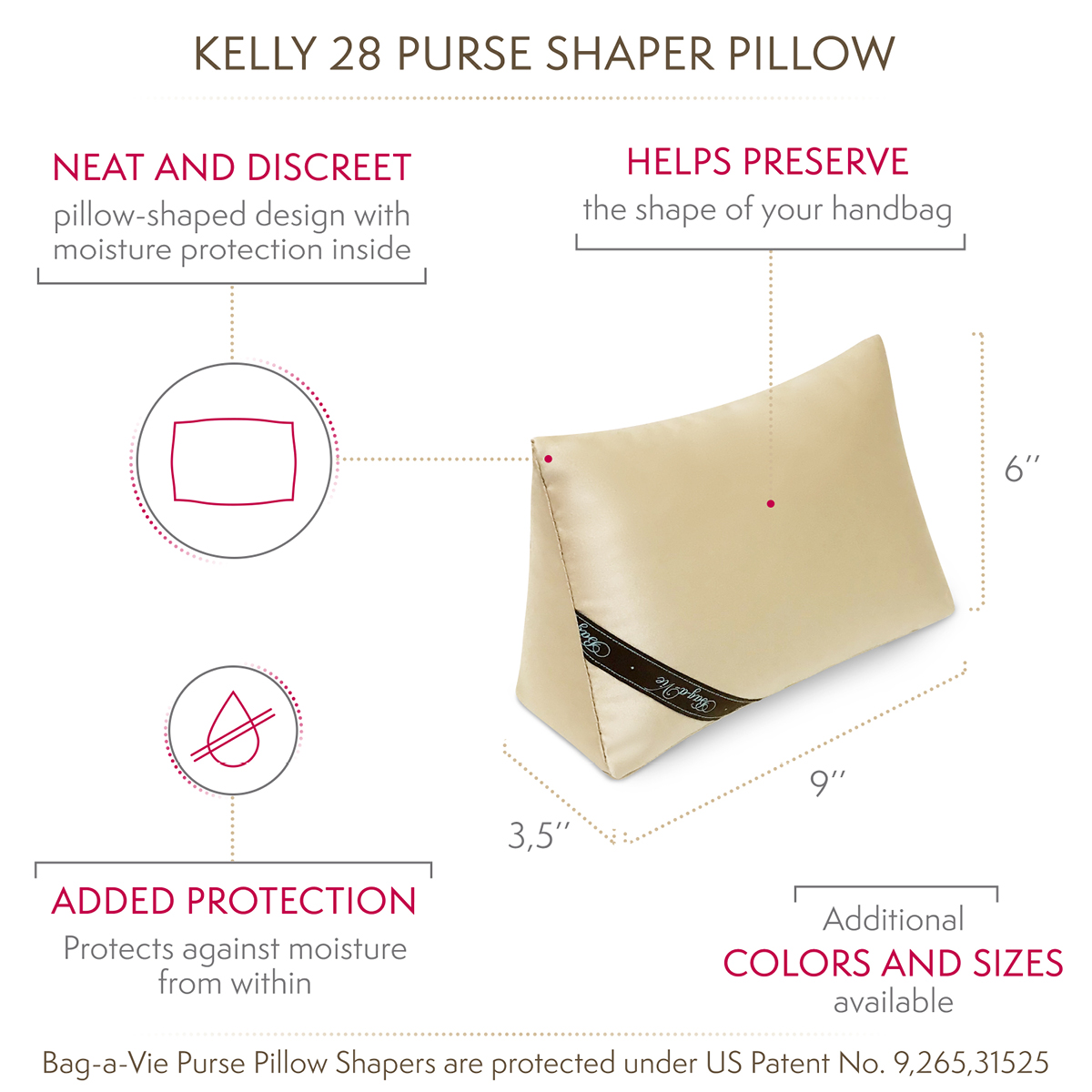 Custom Kelly 28 Handbag Storage Pillow Shaper - Bag-a-Vie